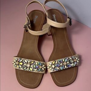 Dune London Beige Embellished Women's Sandals